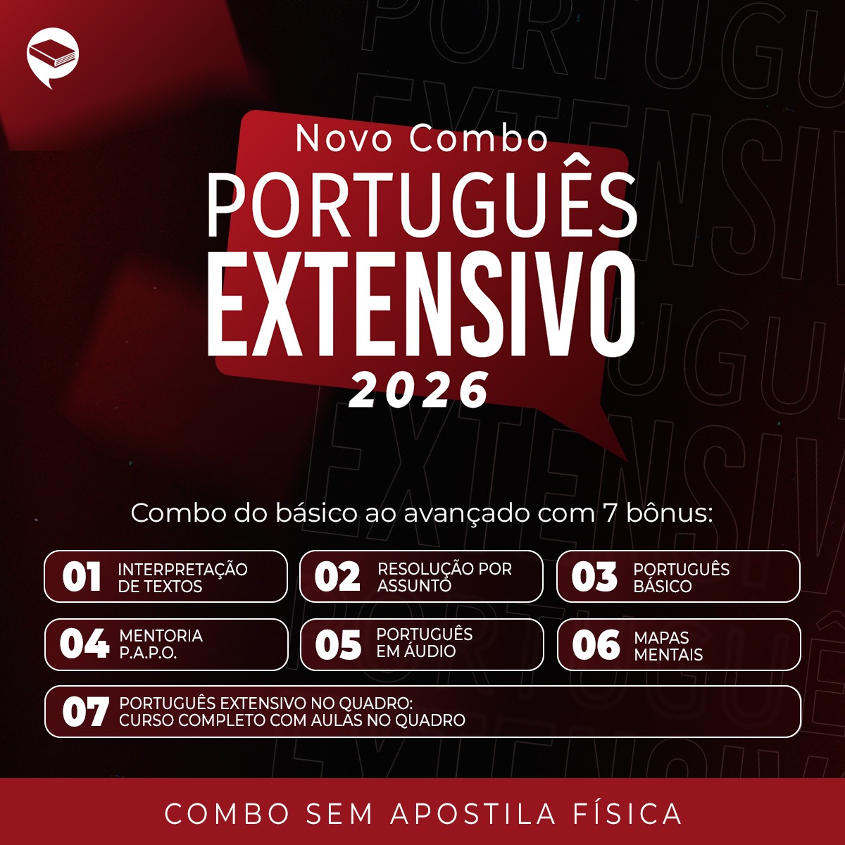 Combo Português Extensivo 2026 + 7 Bônus