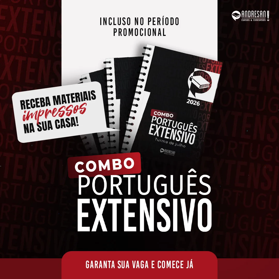 Apostilas físicas do Combo Português Extensivo enviadas para a sua casa