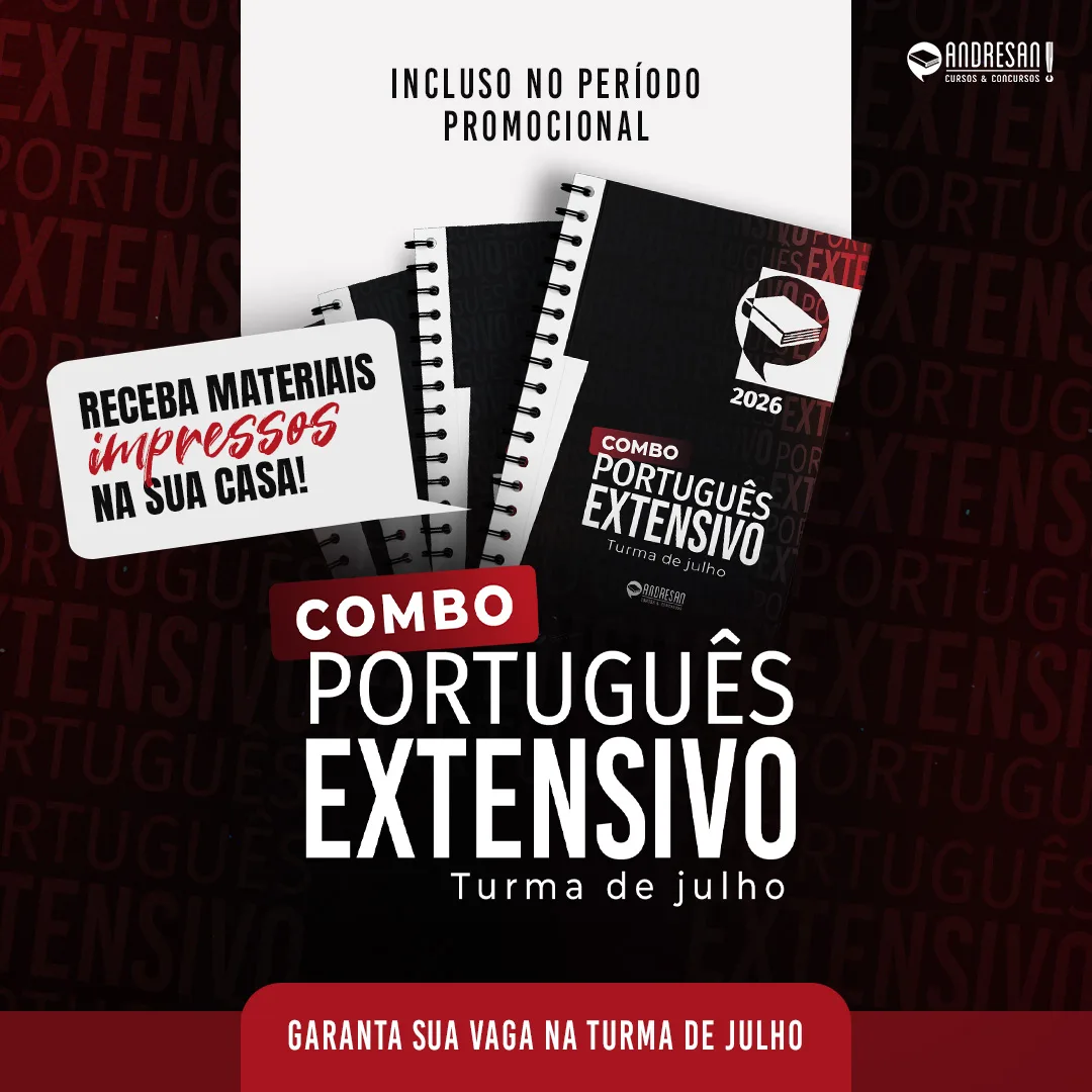 Apostilas físicas do Combo Português Extensivo enviadas para a sua casa